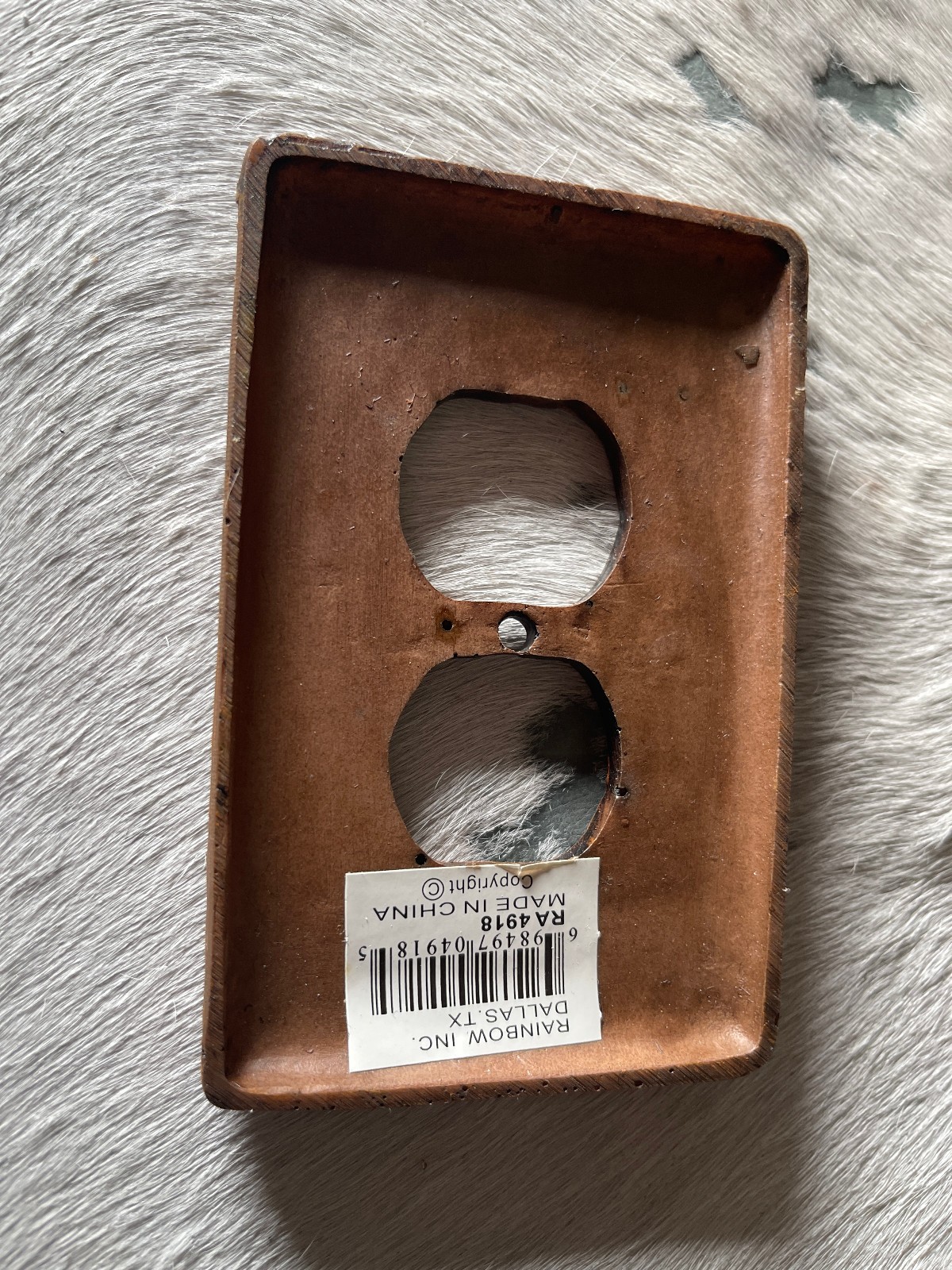 Western Outlet Cover 5.25 x 3.5 in Leaves Resin Brown No Screws Any Room