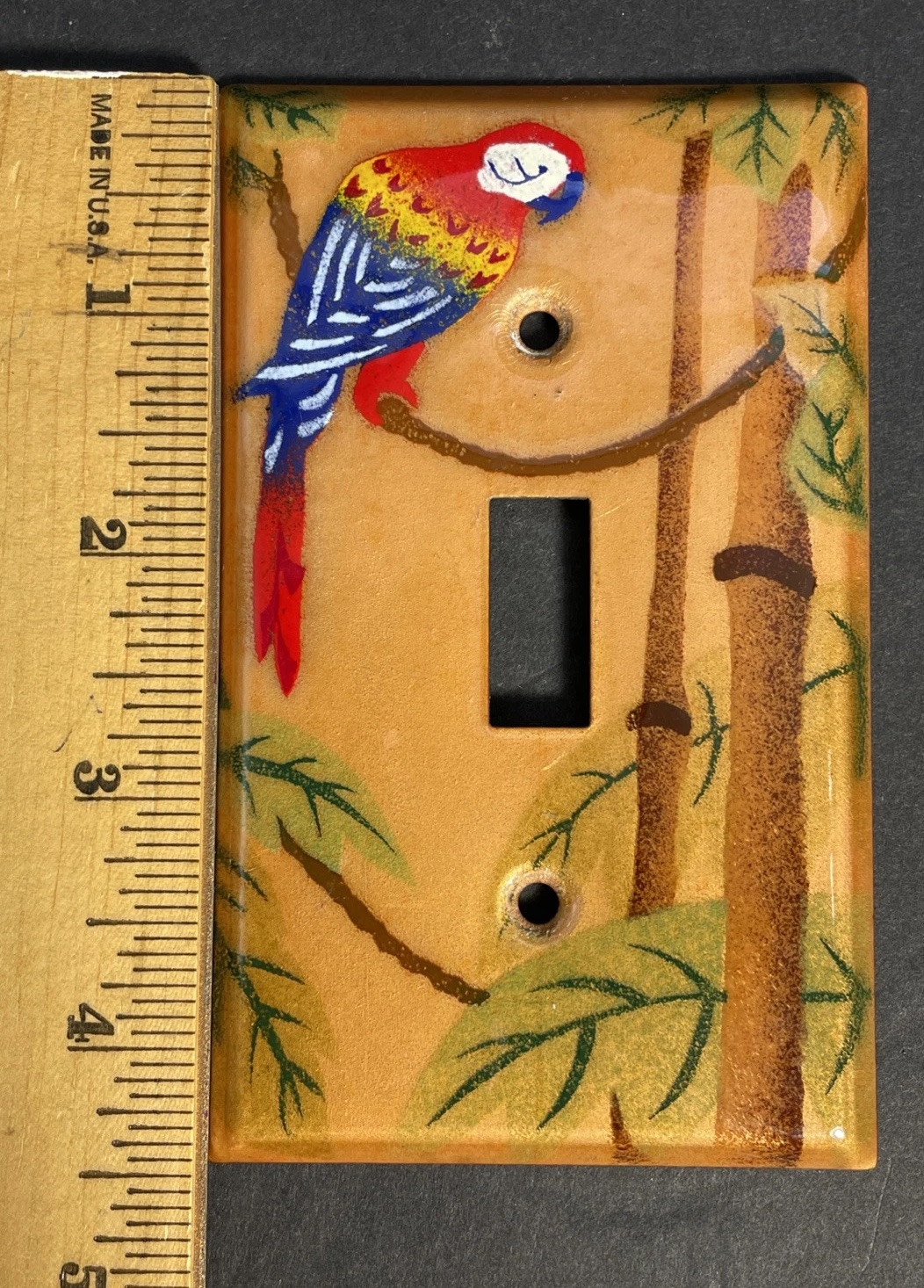 Parrot Bird Tropical Light Switch Plate Cover Limoges Limiteds Hand Painted CA