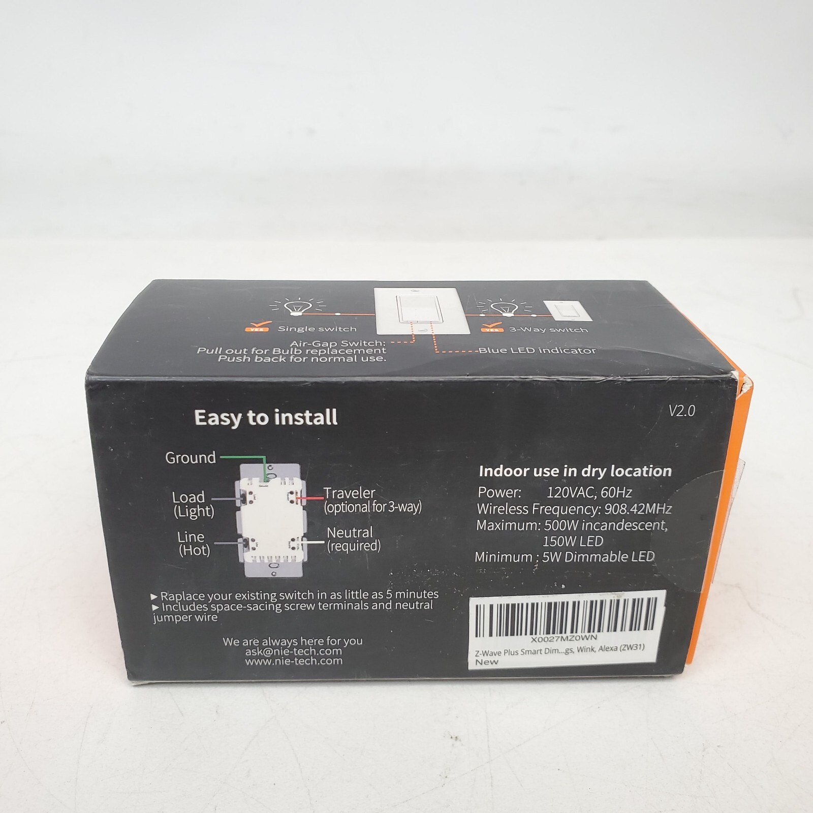 Eva Logik ZW31 Z-Wave Plus Smart Dimmer Light Switch 3 Way Z-Wave Repeater