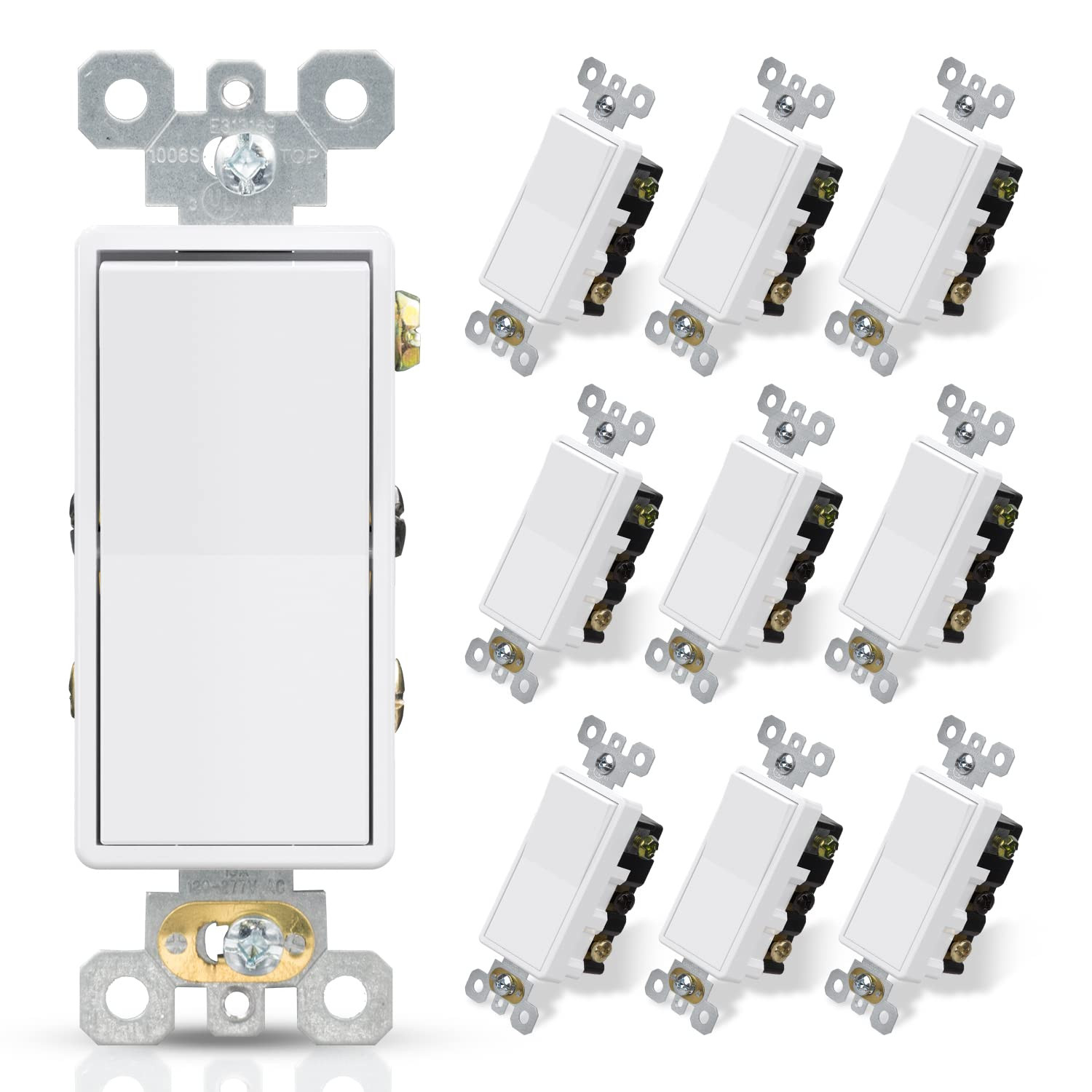 4 Way Decorative Light Switch, 15Amp, 120-277 Volt, AC Decorator Rocker Paddle W