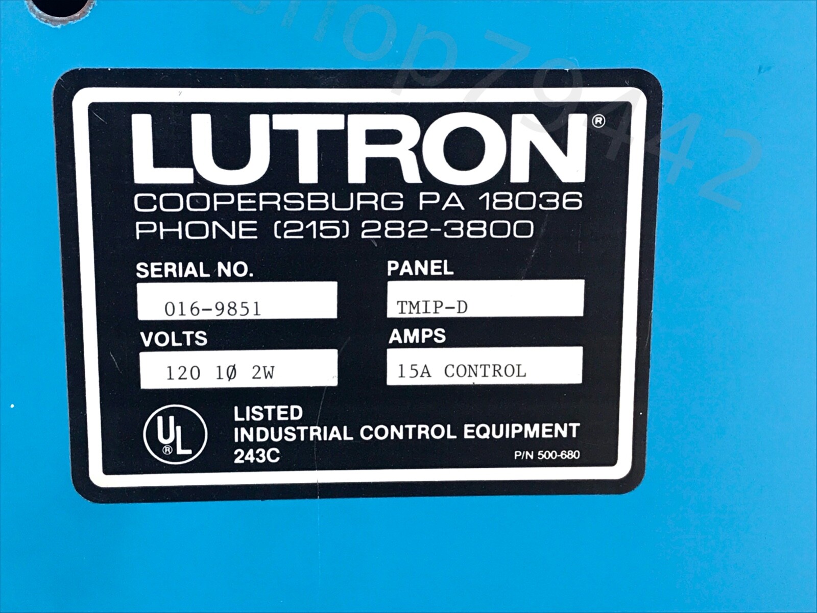 LUTRON Industrial Control Equipment ENCLOSURE TMIP -D 24 x 18 x 6 Steel Case