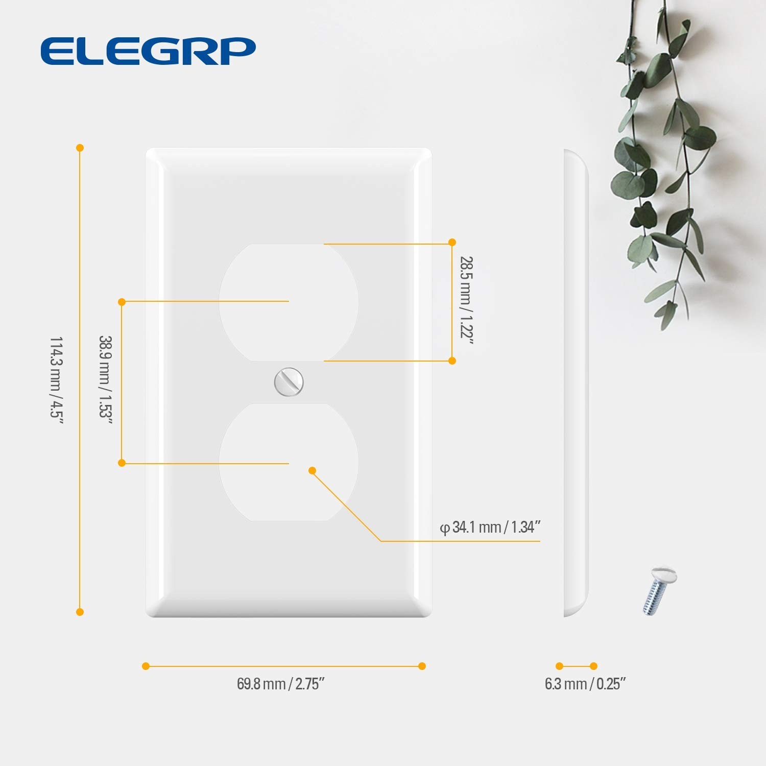 Duplex Outlet Covers 1-Gang Wall Plates, Unbreakable Polycarbonate, 50 Pack, Glo