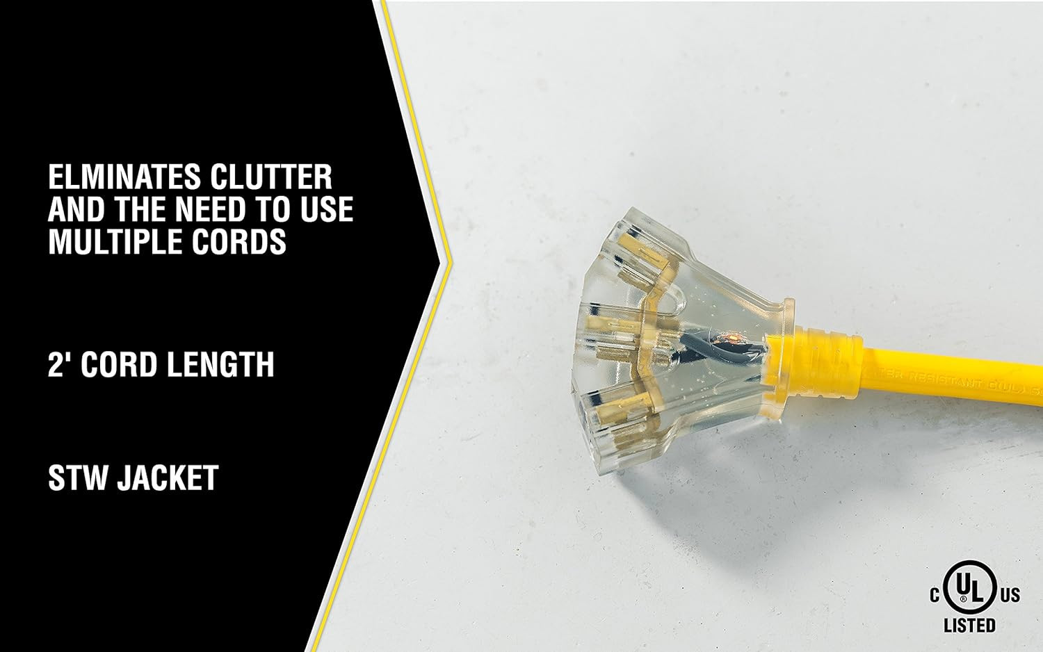 Yellow Jacket 2882 12/3 Heavy Duty 15-Amp, 125 Volts 1875 Watts, 2 ft,