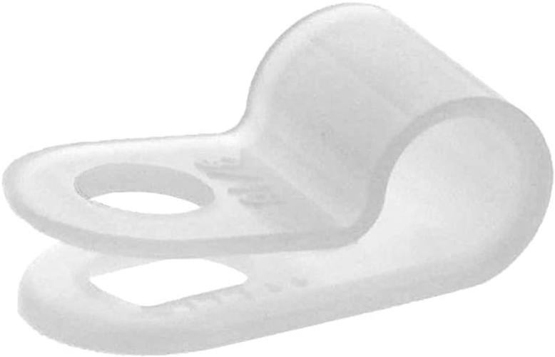 Secure 3/16 Inch Standard R Type Natural Nylon Screw Mount Cable Clamp for