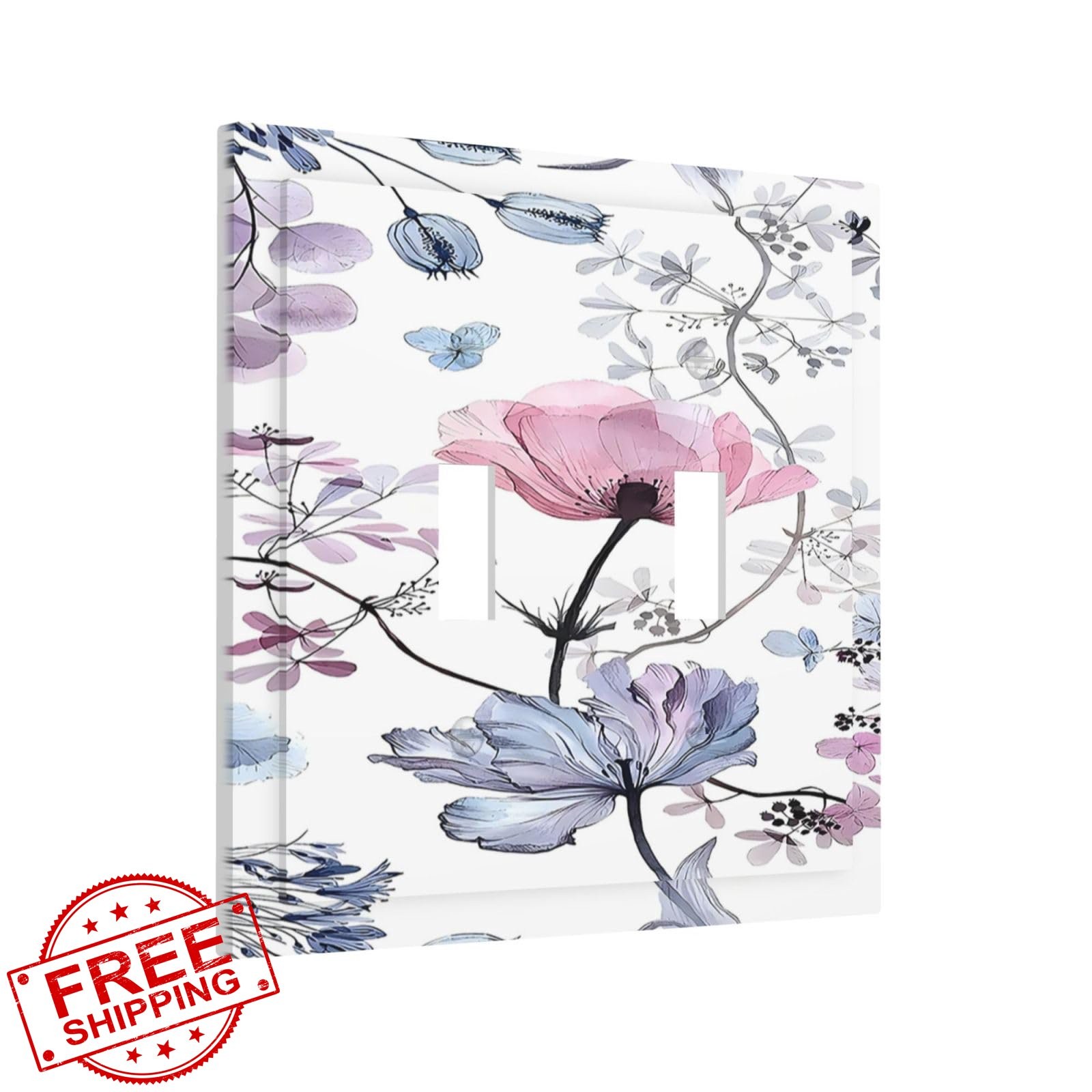 Naiqadnehz Watercolor Floral Double Toggle Plate