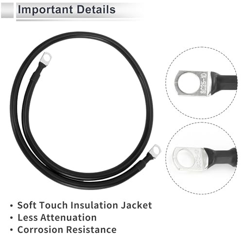 1 Pc Universal Battery Inverter Cable 3/8″ Lug 3FT Battery Cable 4 AWG Gauge