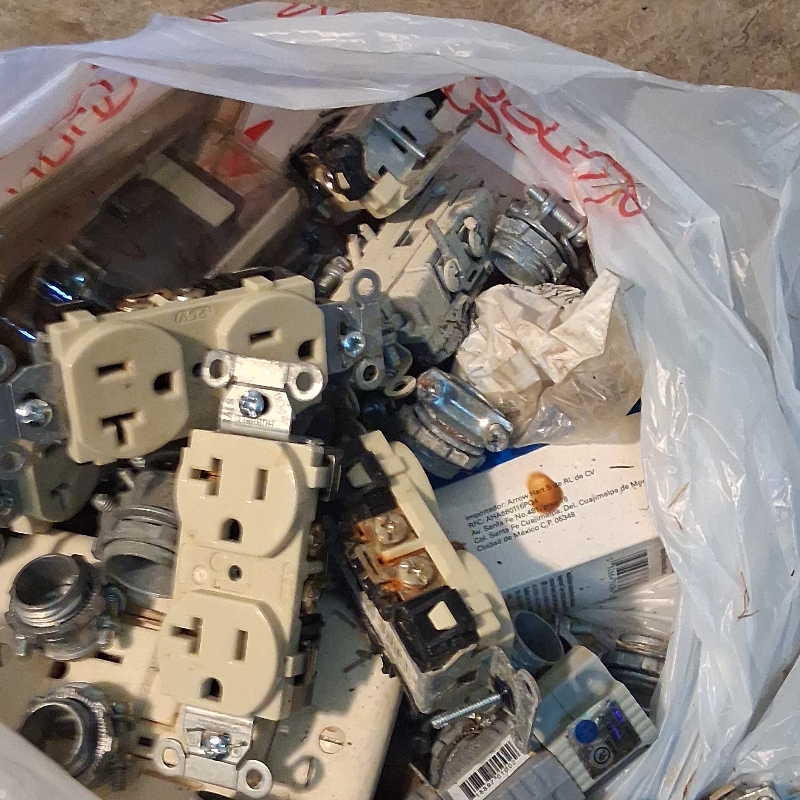 Cooper Mixed Lot Beige Duplex Outlets & Toggle Switches, Metal Conduit Fittings