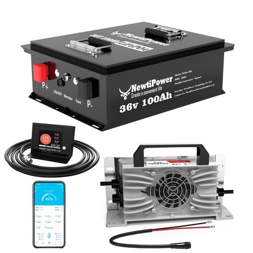 36V 100Ah Golf Cart LiFePO4 Lithium Battery Metal Case 200A BMS rolling Motor RV