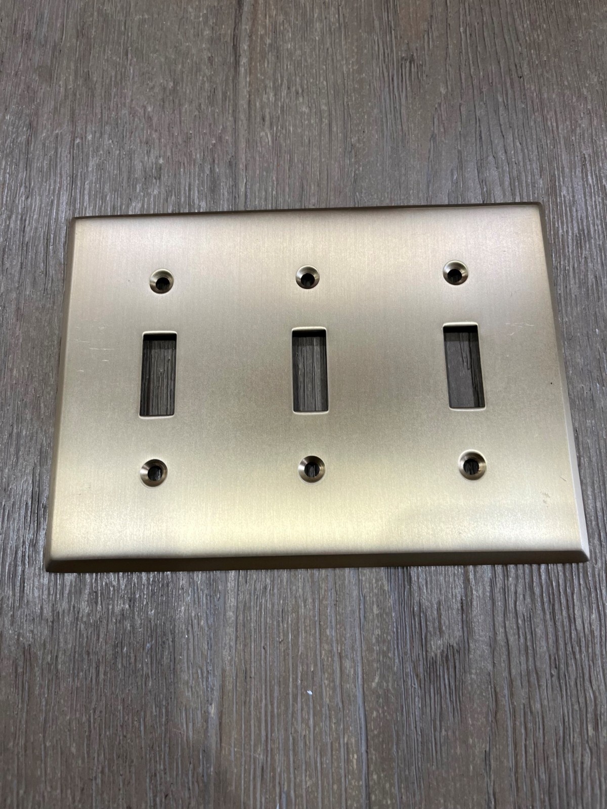 Rejuvenation triple toggle light switch plate black brushed brass white enamel