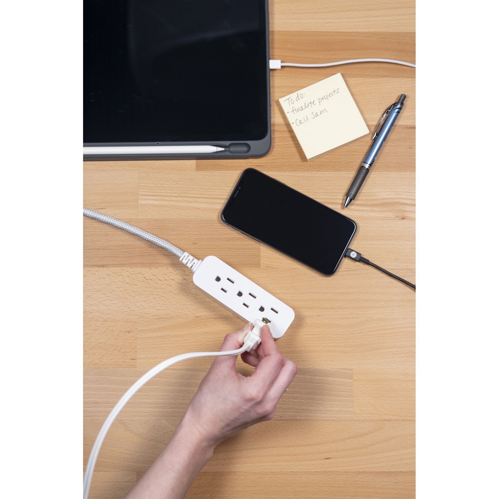 NEW 10ft. 3-Outlet Extension Cord by Cordinate, White/Gray – Best Seller