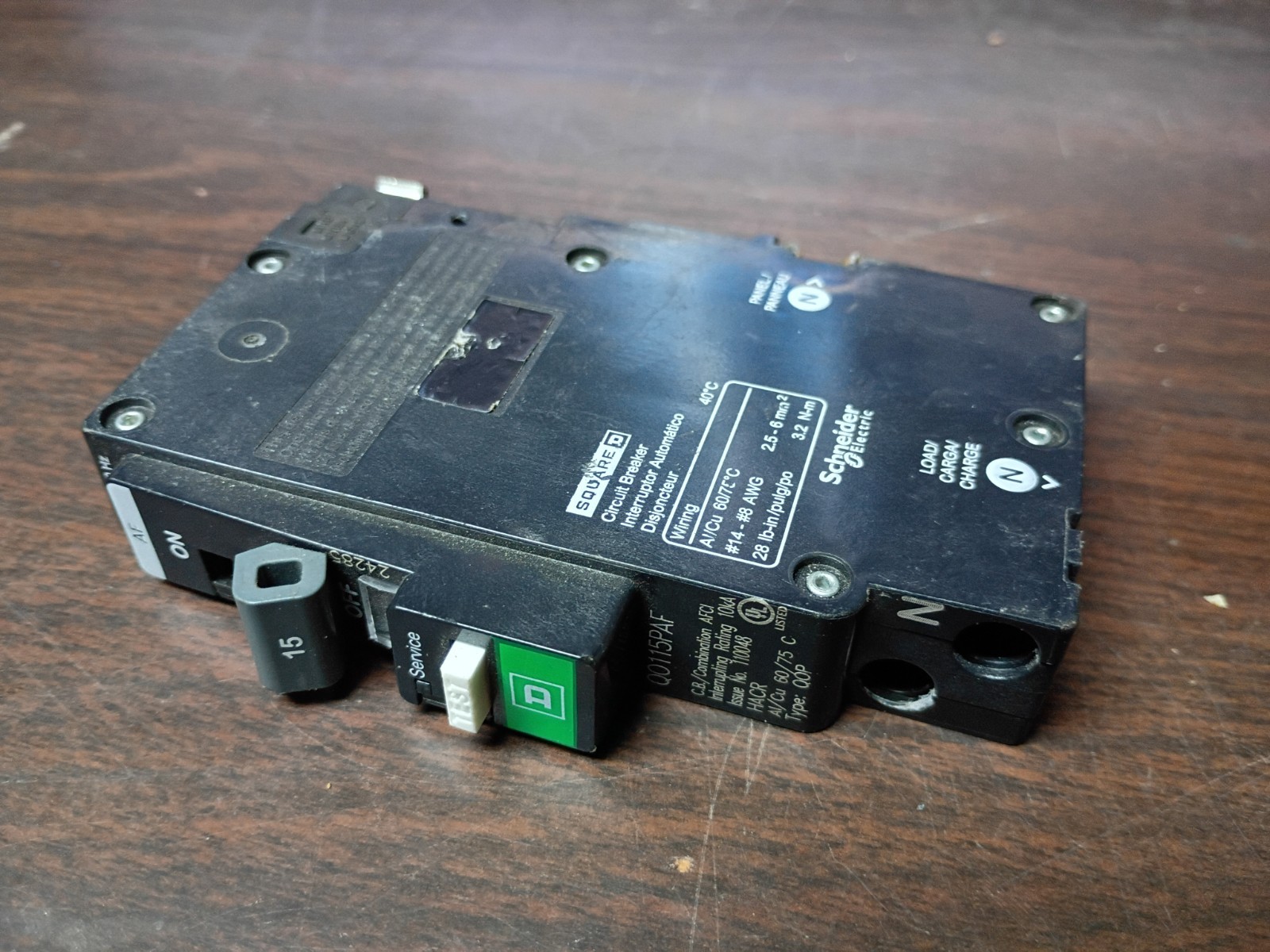 SQUARE D QO115PAF CIRCUIT BREAKER AFCI 15 AMP 120VAC 1-POLE NEW NO BOX