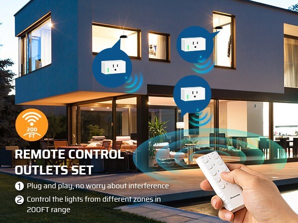 DEWENWILS Remote Control Outlet, Indoor Wireless Remote Outlet Switch for Lamps