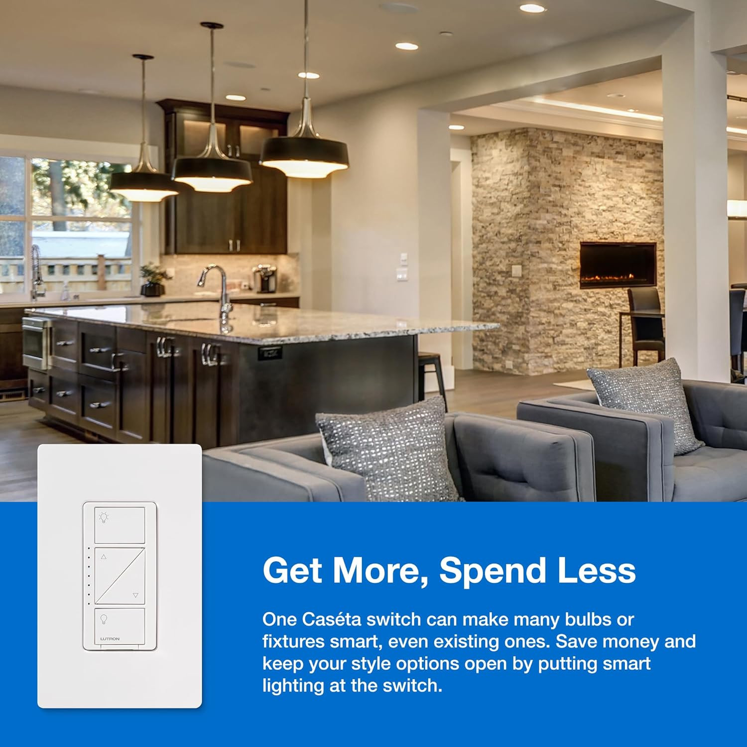 Caseta Original Smart Dimmer Switch ( Smart Hub Required), for LED Lights, 150 W