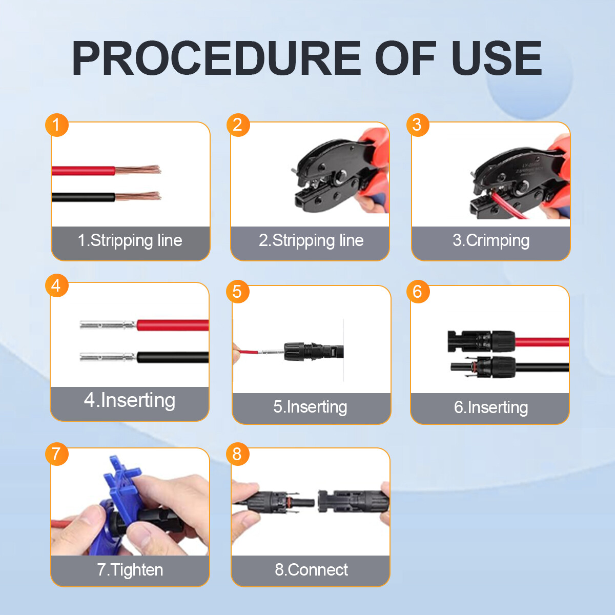 GEYA Solar 10 Pairs Wire Connector & Crimping Tool Kit 10-14AWG For PV Cable