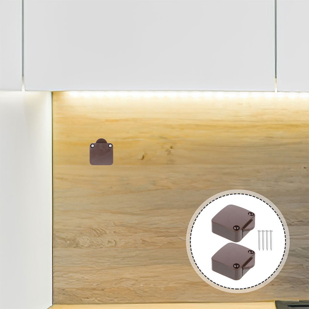 2Pcs Durable Door Switch for Cabinet Light on Off Coffee ABS Copper