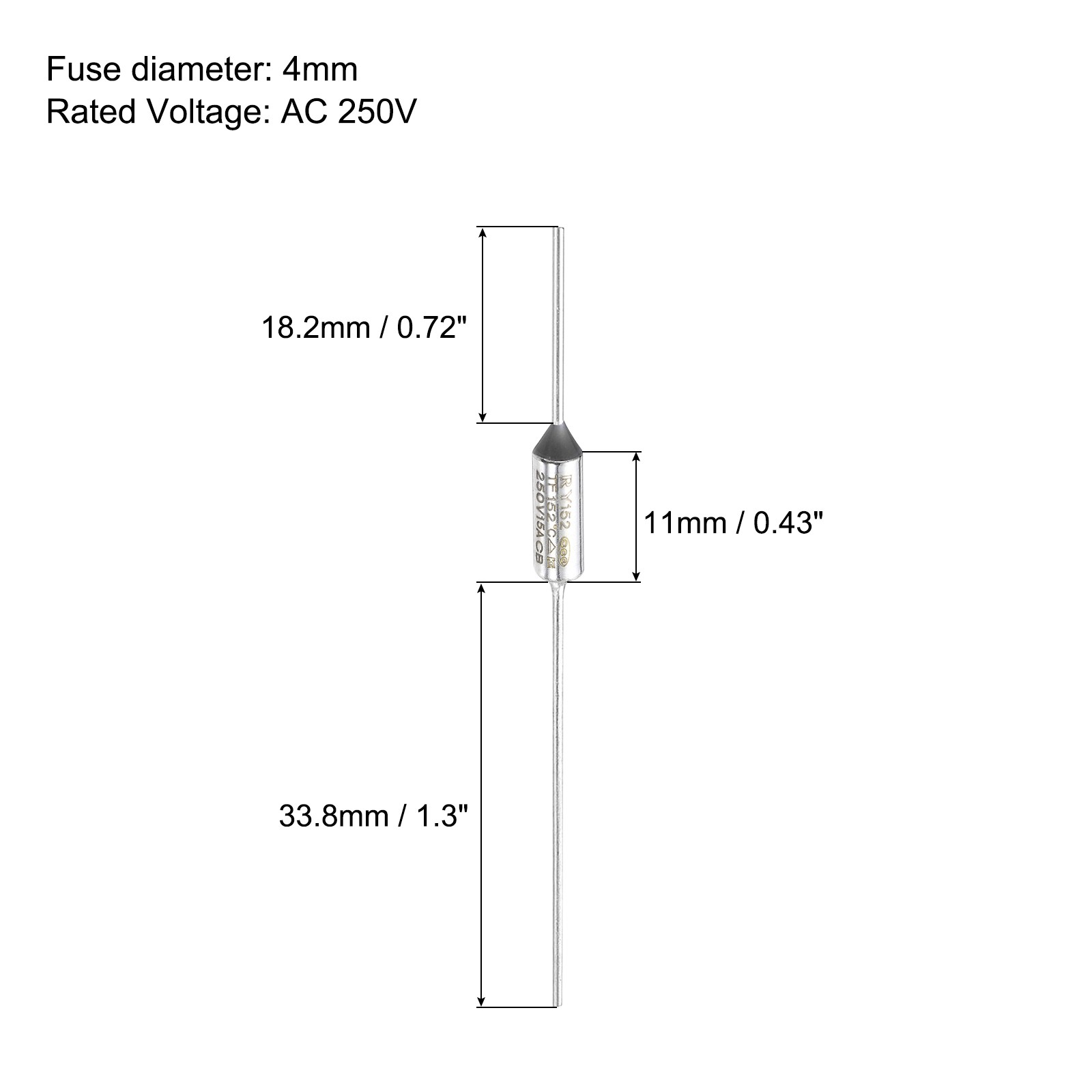 10 Pcs Metal Temperature Thermal Fuse RY152 152 °C 305.6 °F 15A 250V