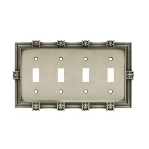 64461 Brushed Satin Pewter Pineapple Quad Switch Cover Plate