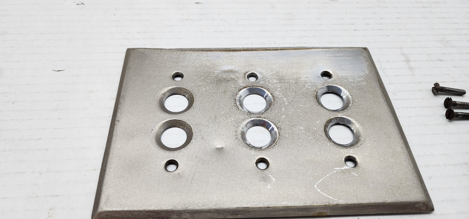 3 VINTAGE THE CUTTER COMPANY PUSH BUTTON LIGHT SWITCH GANG COVER ANTIQUE 1920’s