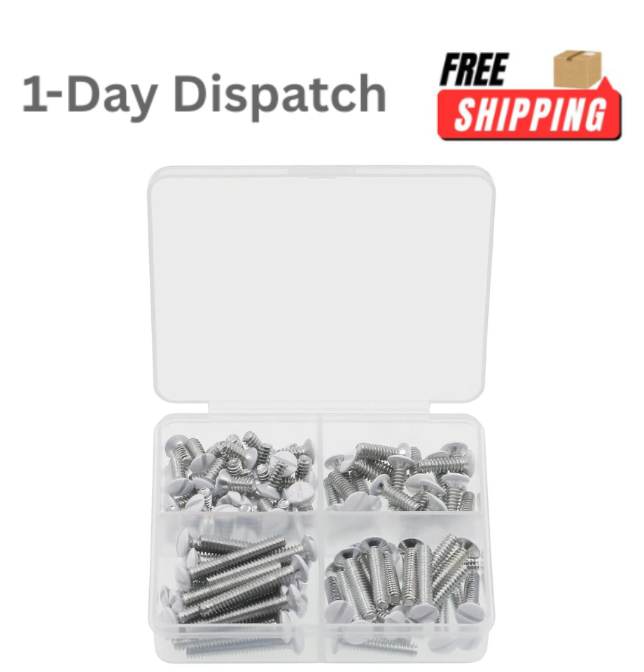 JunLiWei 100 Pcs White Outlet Screws 6-32 Assorted Sizes 3/8-1 Inch