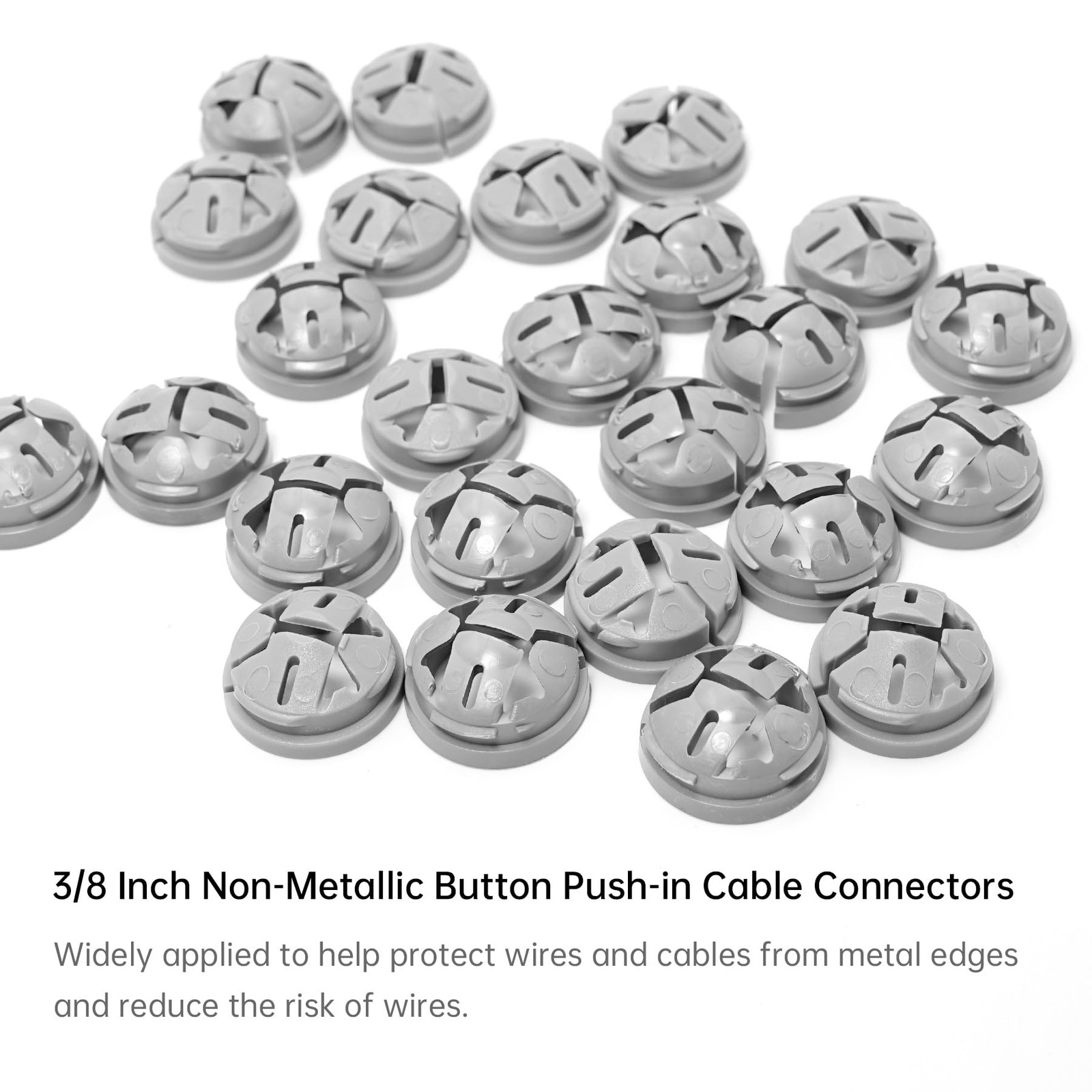 35 Pcs 3/8 in. – 1/2 Non Metallic Button Push-in Bulk Connector, Grey
