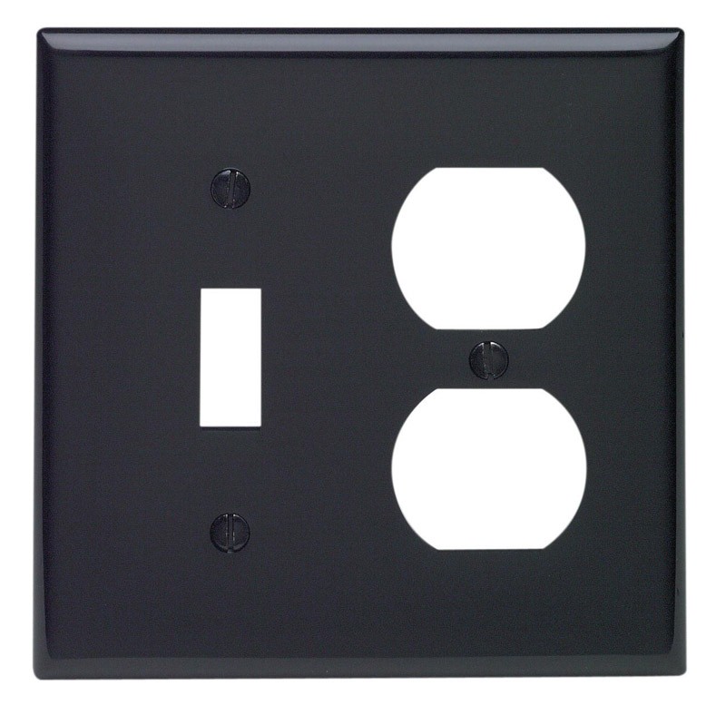 Leviton 80705-00E Black 2-Gang Duplex/Toggle Wall Plate 4-1/2 H x 4-9/16 W in.