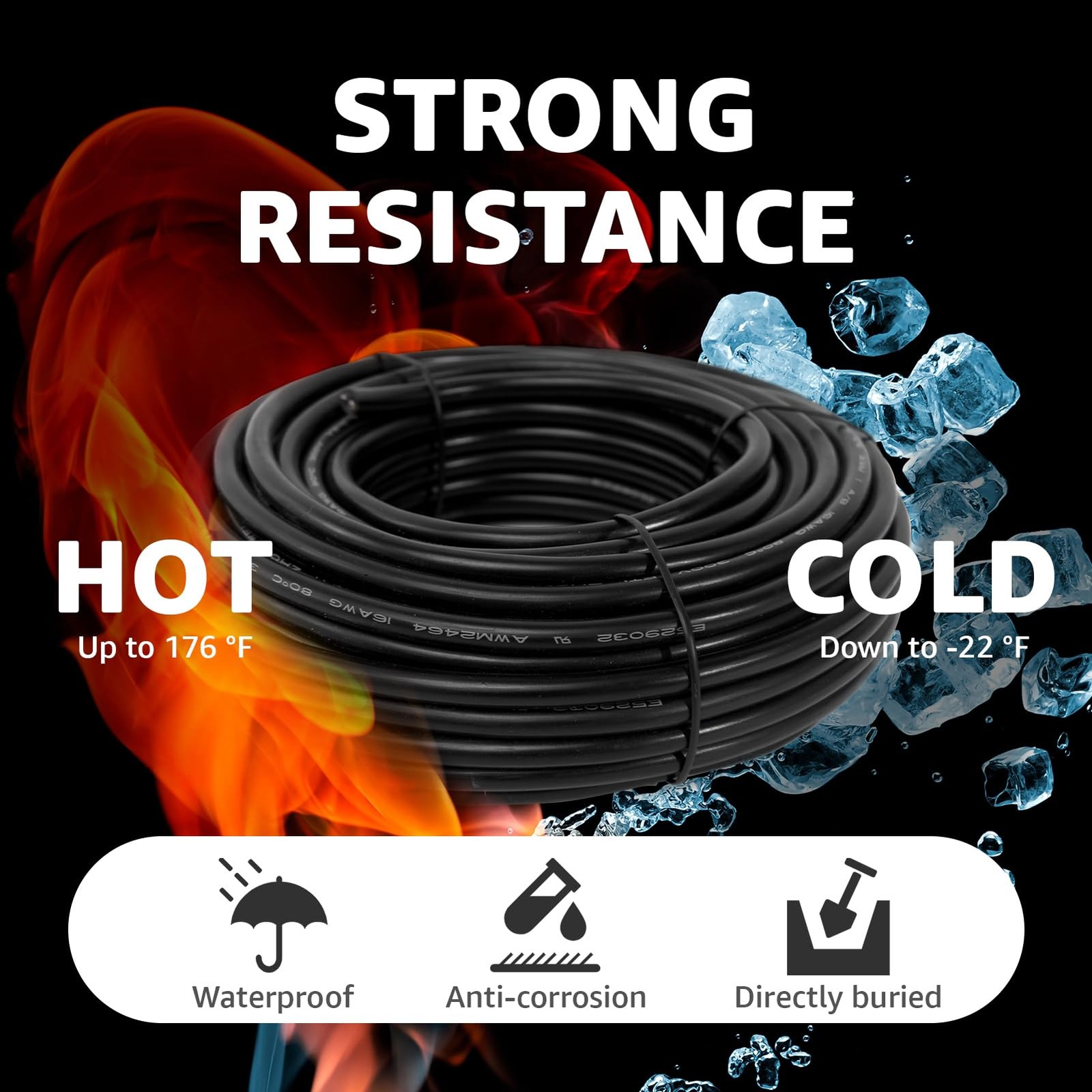 18 Gauge 2 Conductor Electrical Wire, 30FT 18AWG Stranded PVC Cord Tinned Copper