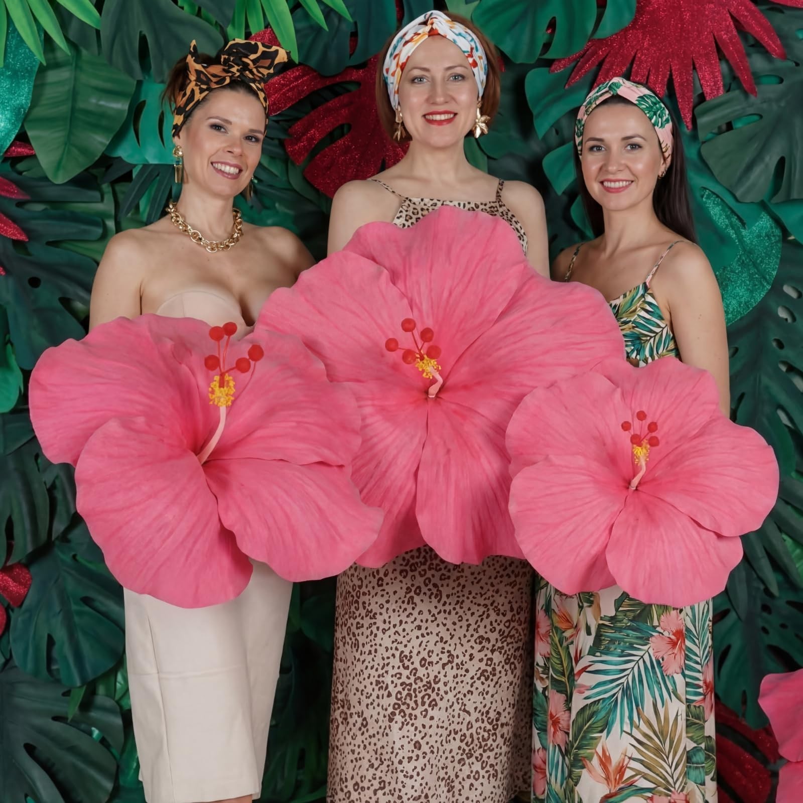 3 Pcs Giant Hawaiian Hibiscus Flowers – Large Artificial Tropical Party Decor, 1