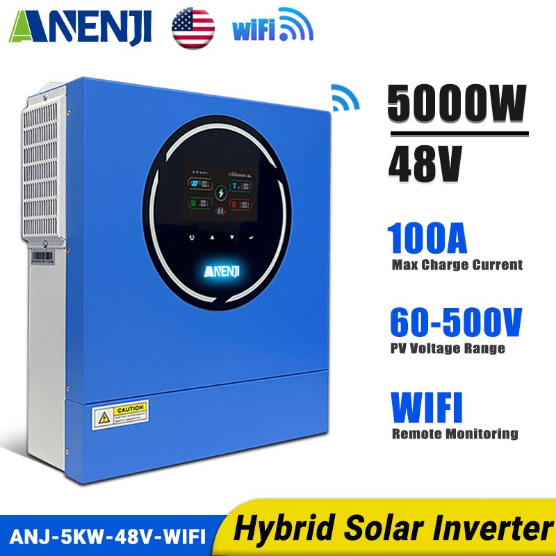 5000W 48V Hybrid Solar Inverter On/Off Grid MPPT 500V 100A Battery Charger WIFI