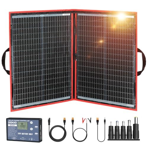 100W Portable Foldable Solar Panel Kit (19x26in, 5.3lb), with Separate 110W