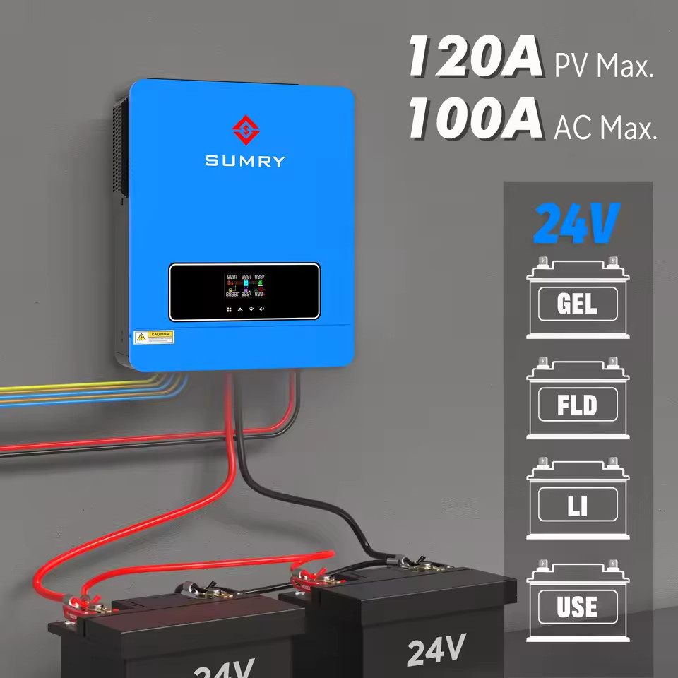 SUMRY 4KW/3.6KW 24VDC 120VAC Hybrid MPPT Solar Power Inverter Off Grid System