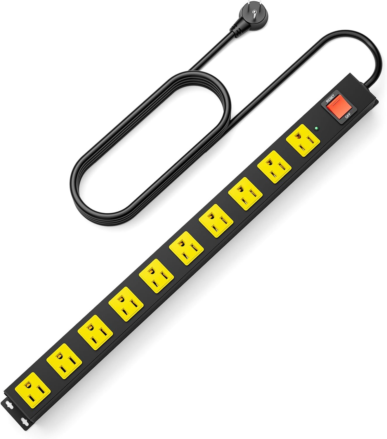 10 Outlet Metal Power Strip with 2100J Surge Protector, Heavy Duty 6FT Extension