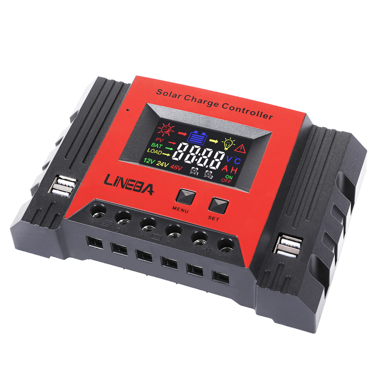 PWM 12V/24V/48V Solar Charge Controller with LCD Display LifePO4 Auto Regulator