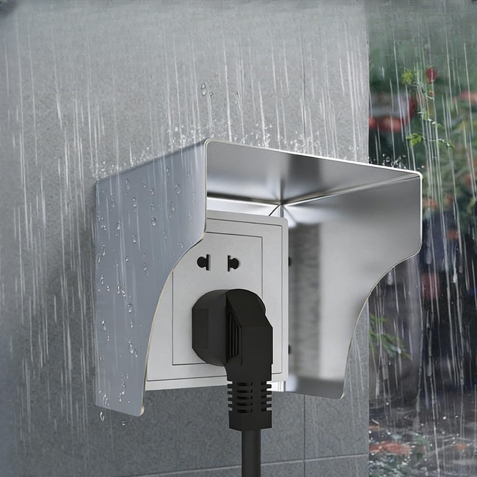 Stainless Steel Socket Cover 12.5 x 12 cm for Outdoor Toilets For bathrooms