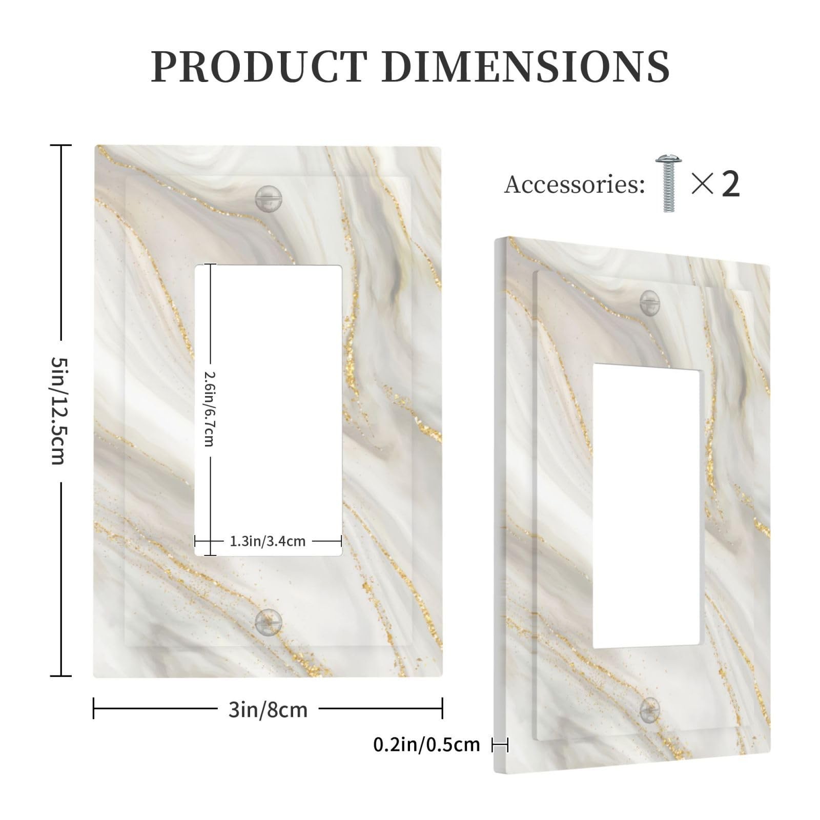White Gray Gold Marble 1 Gang Single Rocker Light Switch Cover Decorative Wal…