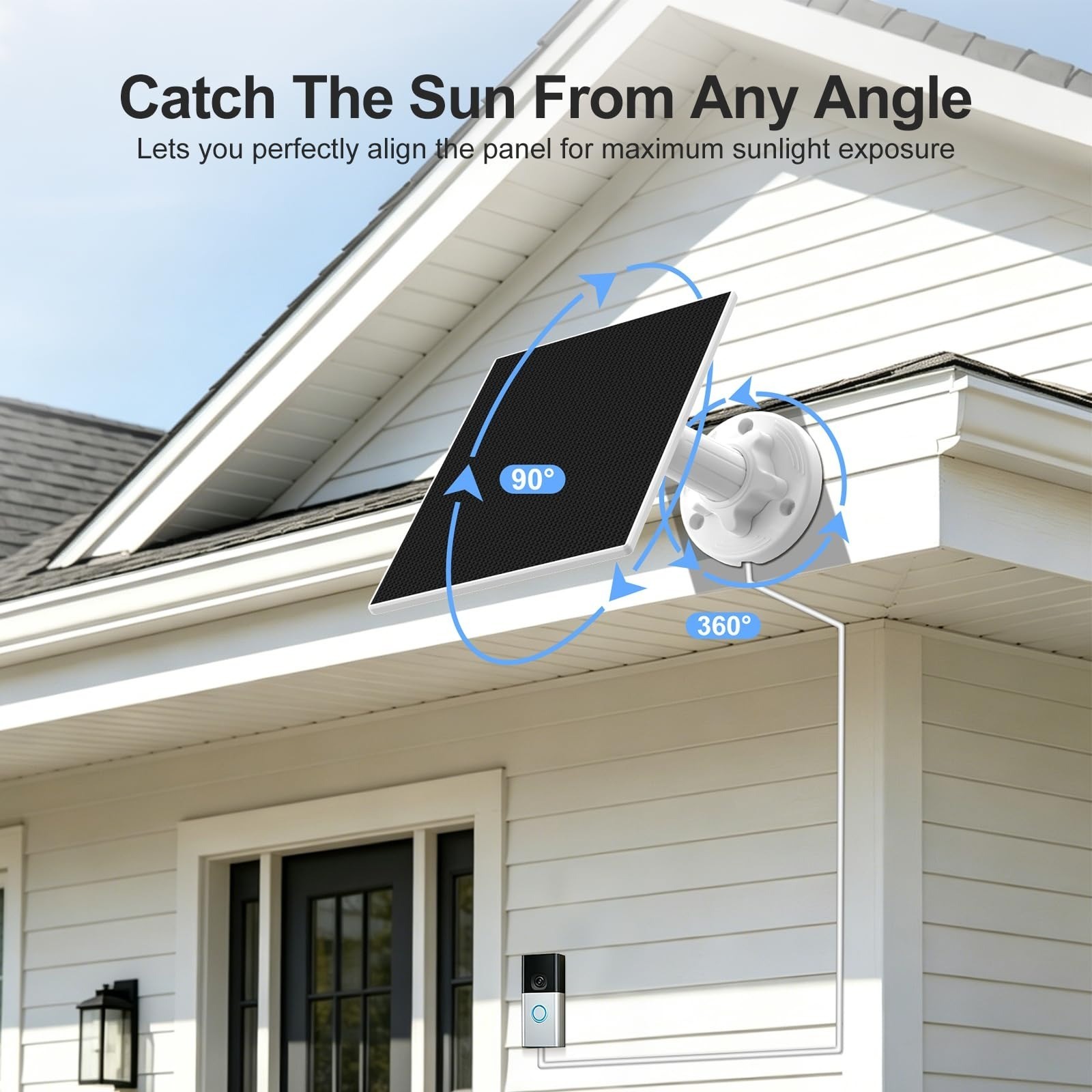 WECOOL Solar Panel Charger for Ring Doorbell with Built-in Battery