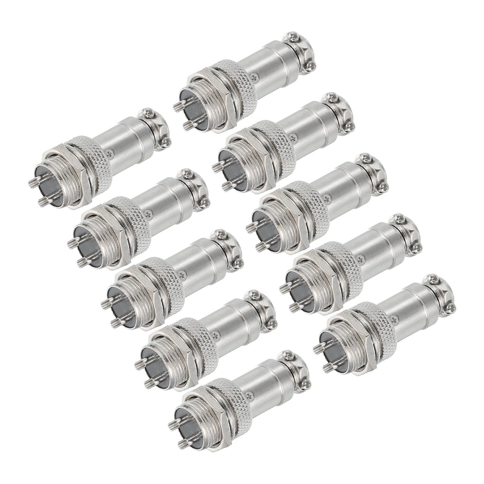 10Pcs 2 Pin Aviation Connector 250V 15A 16mm Metal Circular Connector Silver]