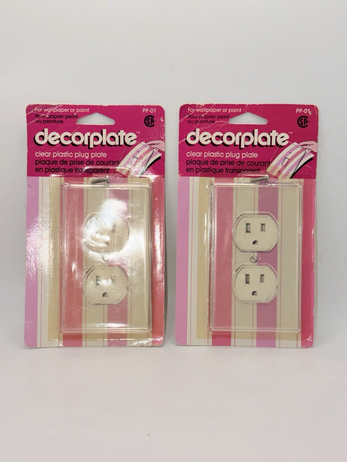 Vintage Decorplate Clear Plastic Outlet Cover Plate PP-01 New Deadstock Lot of