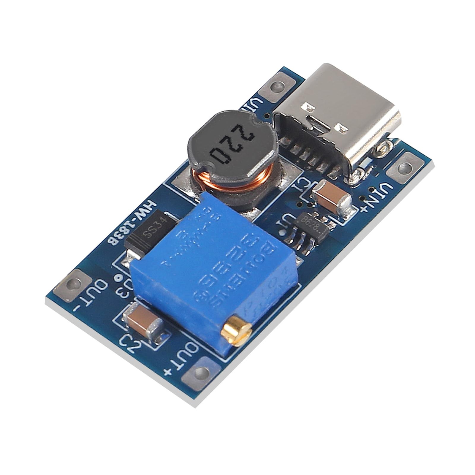 AITRIP 5pcs Type-C MT3608 DC-DC Adjustable Boost Module 2A DC 5 PCS