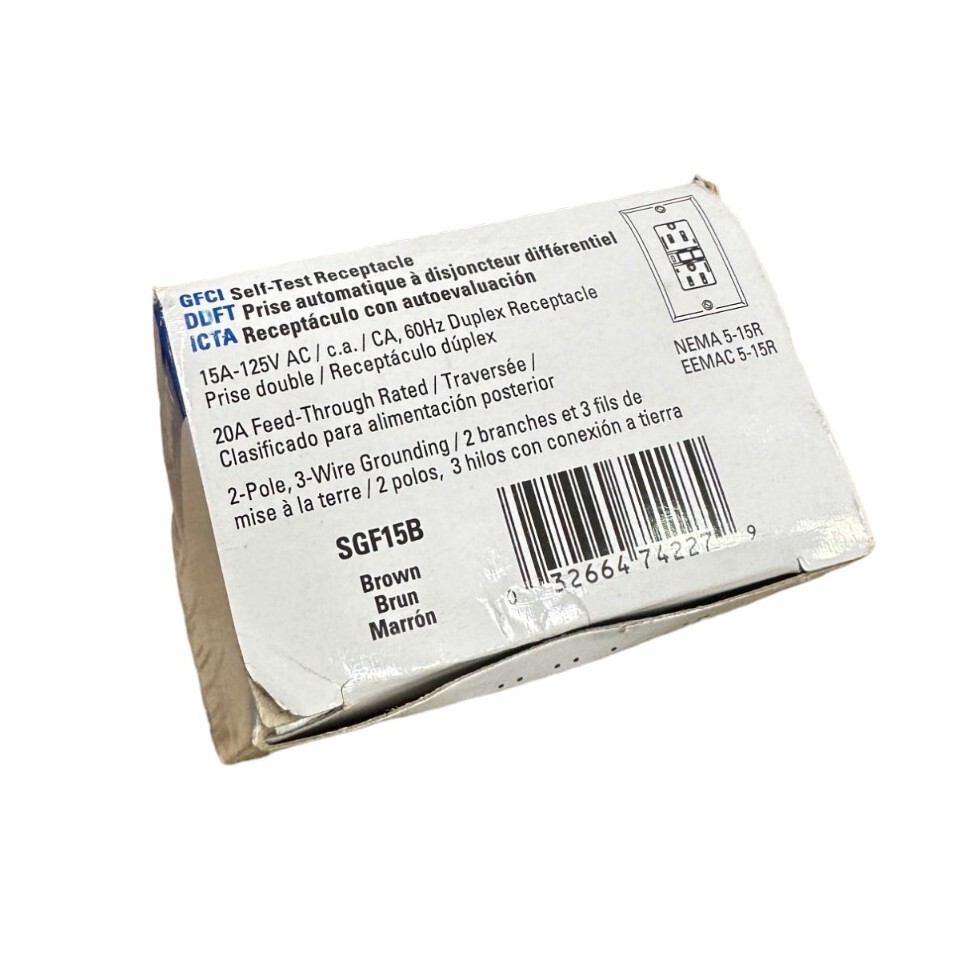 Eaton SGF15B, GFCI Self Test Receptacle, Brown **SALE**