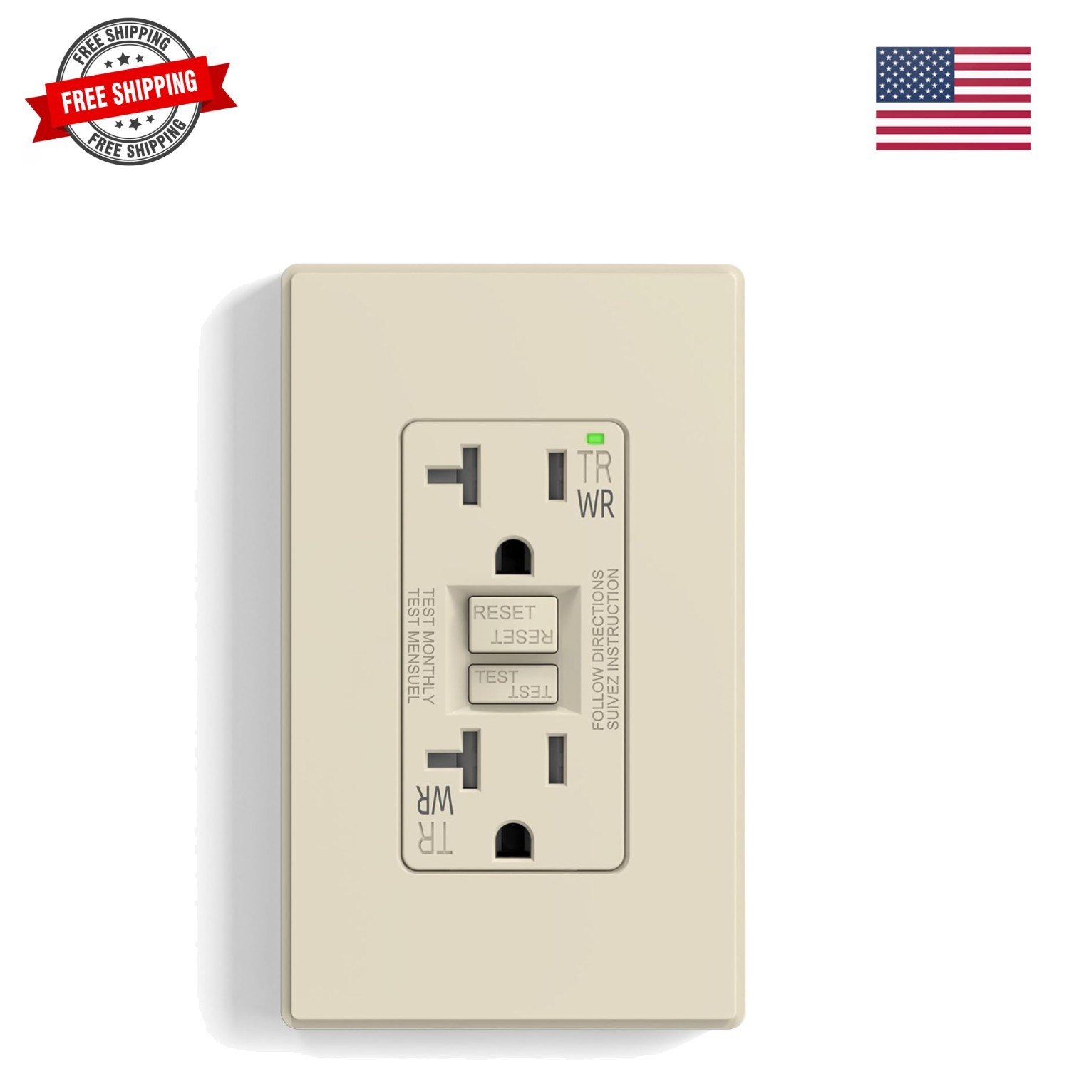 GFCI Outlet Outdoor, 20 Amp Self- GFI Electrical Outlet with Thinner Design, …
