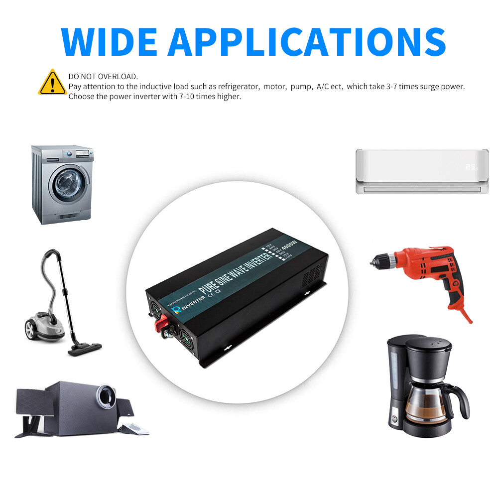 WZRELB Pure Sine Wave Inverter 4000W Power Inverter 48V 110V 120V Motor Home Car