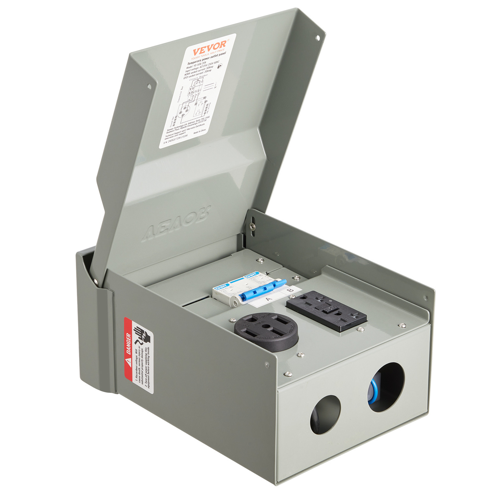 VEVOR Temporary Power Outlet Panel RV Electrical Panel 20 50 Amp RV Outlet Box