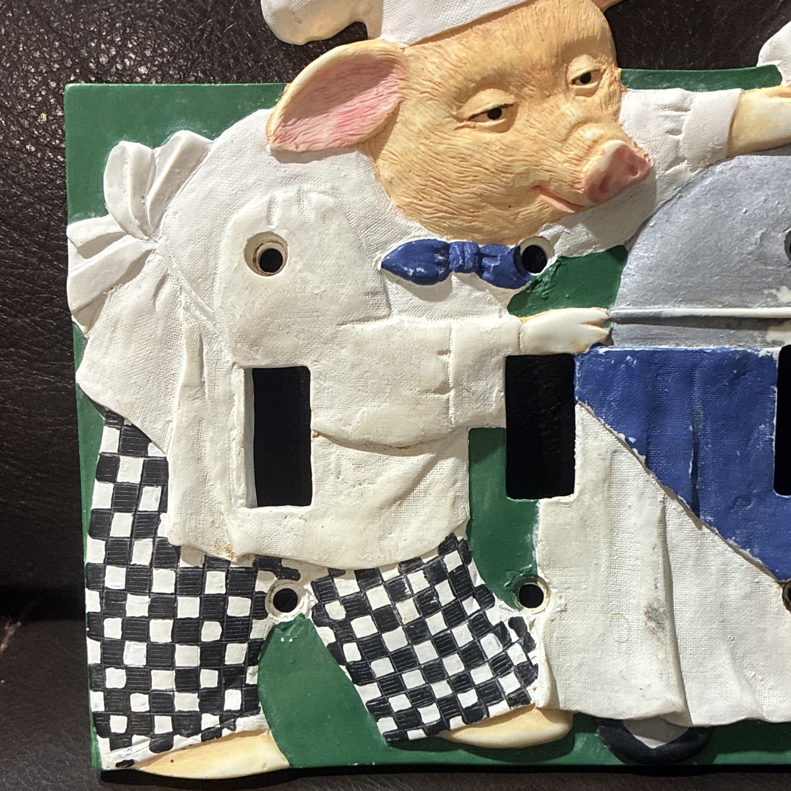 Boston Warehouse Pig Chef 2-Gang Double Toggle Decorative Resin Wall Plate