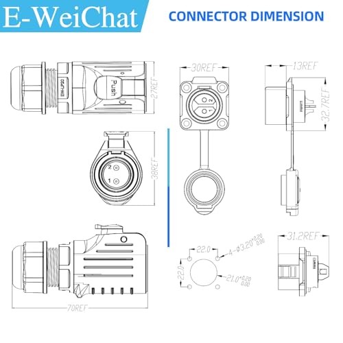 EW-LP20 Industrial Waterproof Connector IP68 9 Pin 1 Flange Socket/Metal