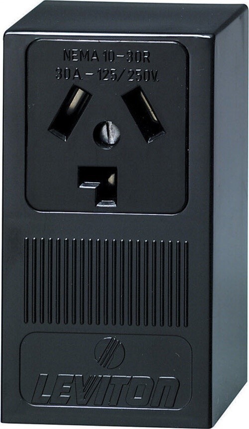 Leviton 05054-P00 30A 125/250V Black Thermoplastic 3-Pole 3-Wire Outlet