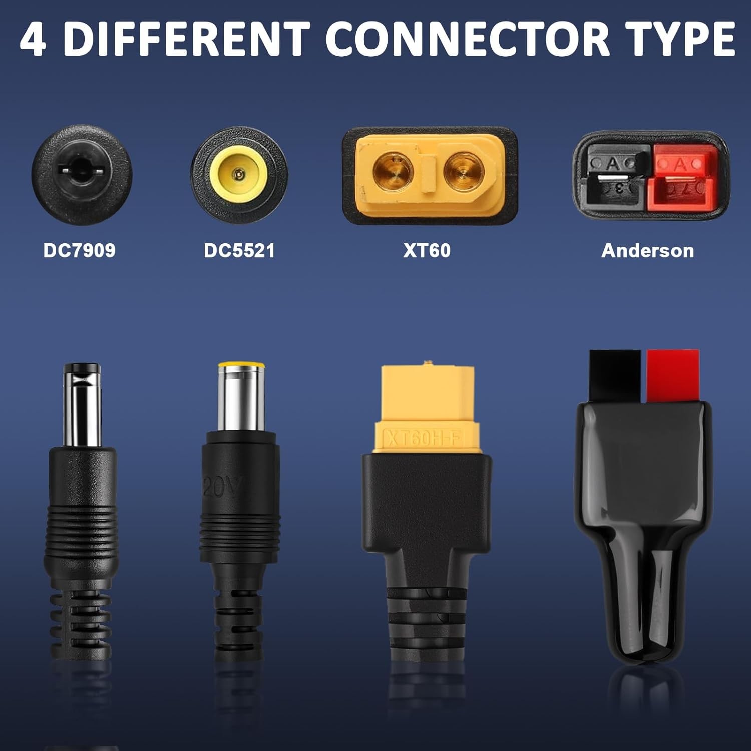 4-in-1 Solar Connector Solar Panel Extension Cable Kit For XT60/DC7909/DC5521 US