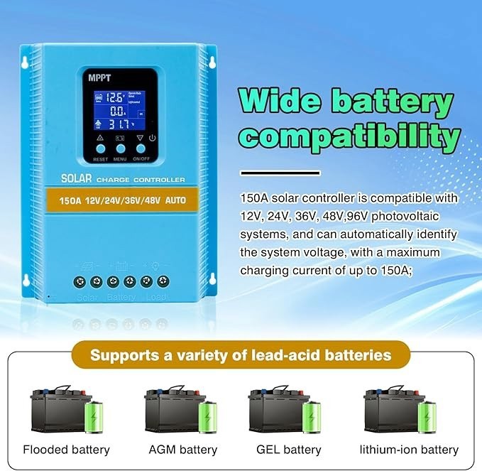1PC 4800W 100A MPPT Solar Charge Controller 12V/24V/36V/48V Battery PV Regulator