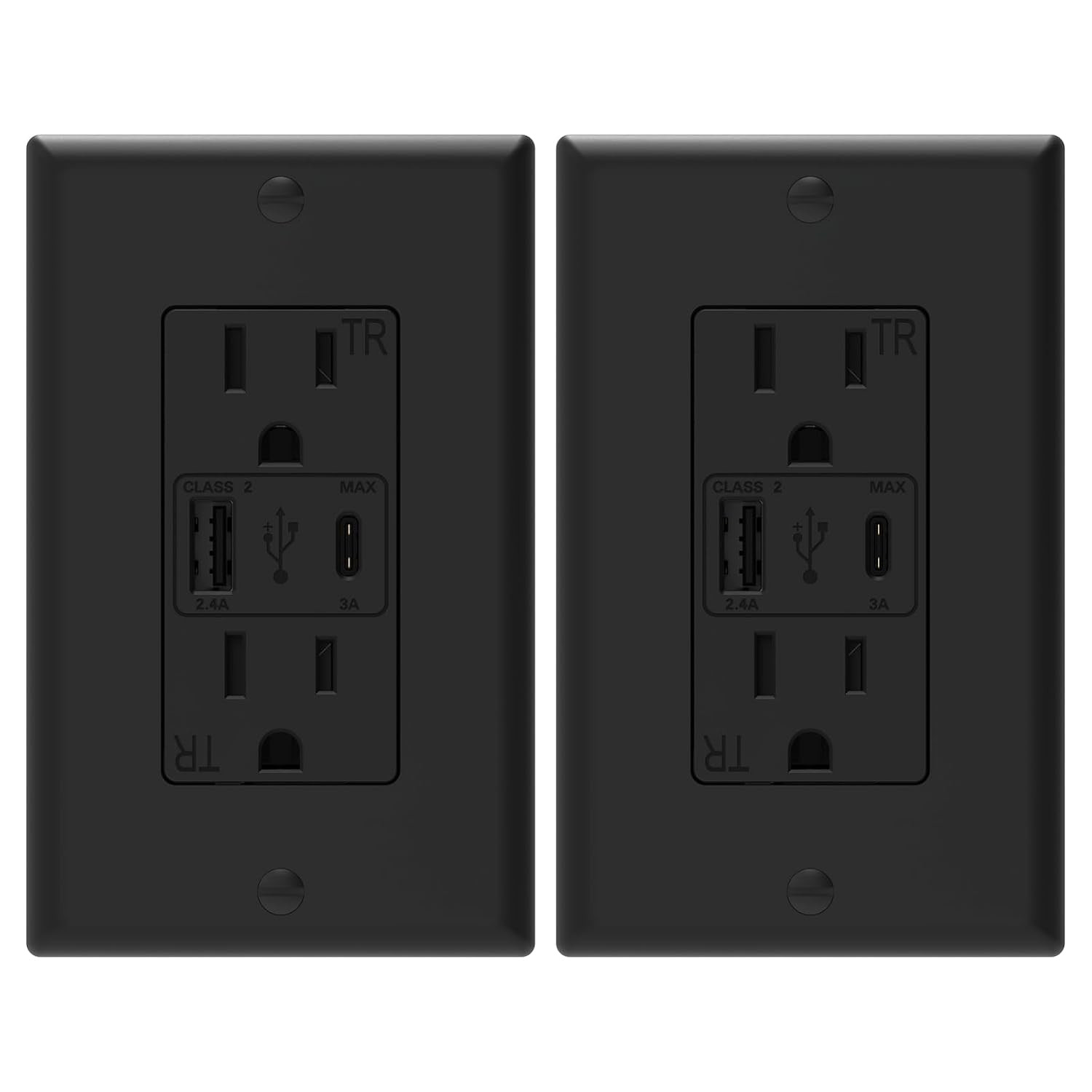 USB Outlet, 15 Amp Wall Outlet with USB Ports, 21W Charging USB C Outlets Recept