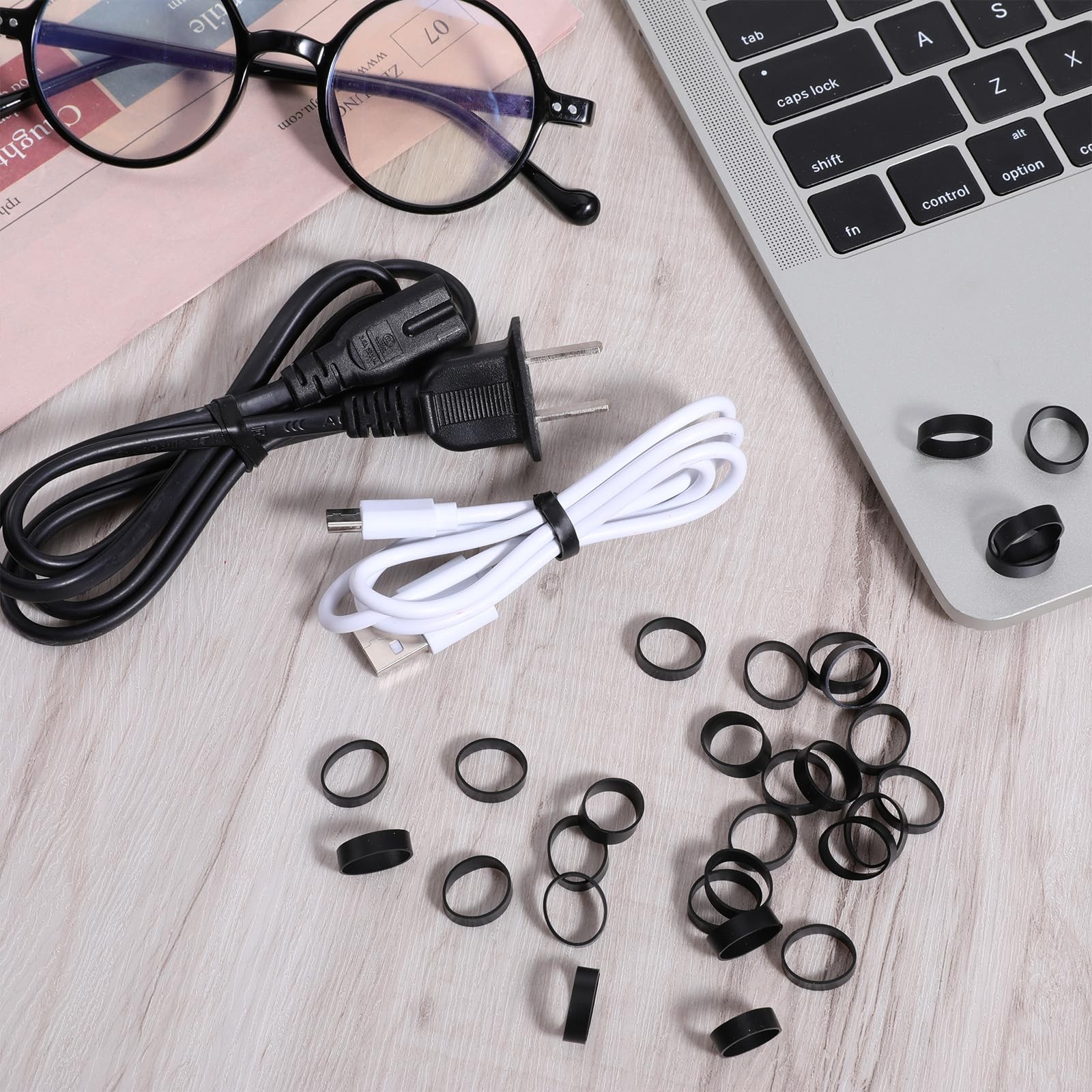 150 Pieces 0.5 Inch Small Elastic Silicone Rubber Bands Black Strong