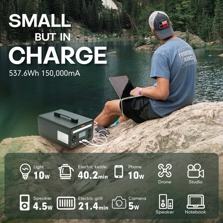 Portable Power Station 600W 560Wh LiFePO4 solar （Solar Panel Not Included）